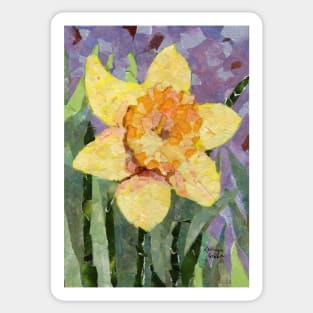 Yellow spring Daffodil in collage Sticker